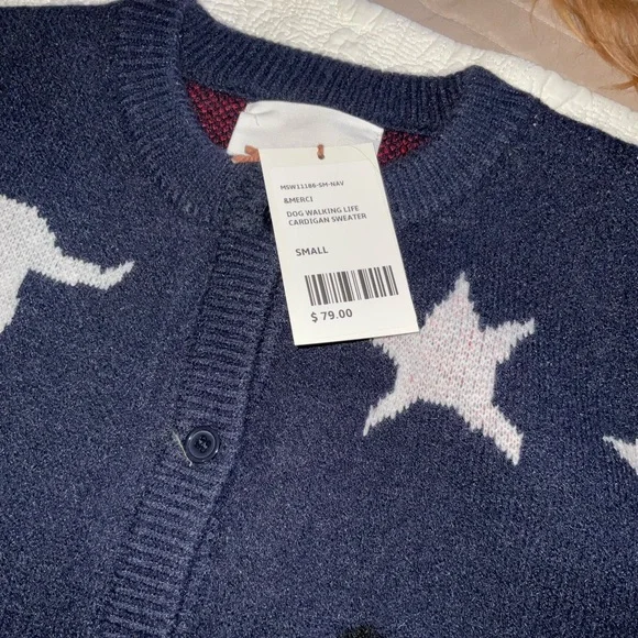 Navy Cardigan with Dog Patterns - Picture 2 of 7